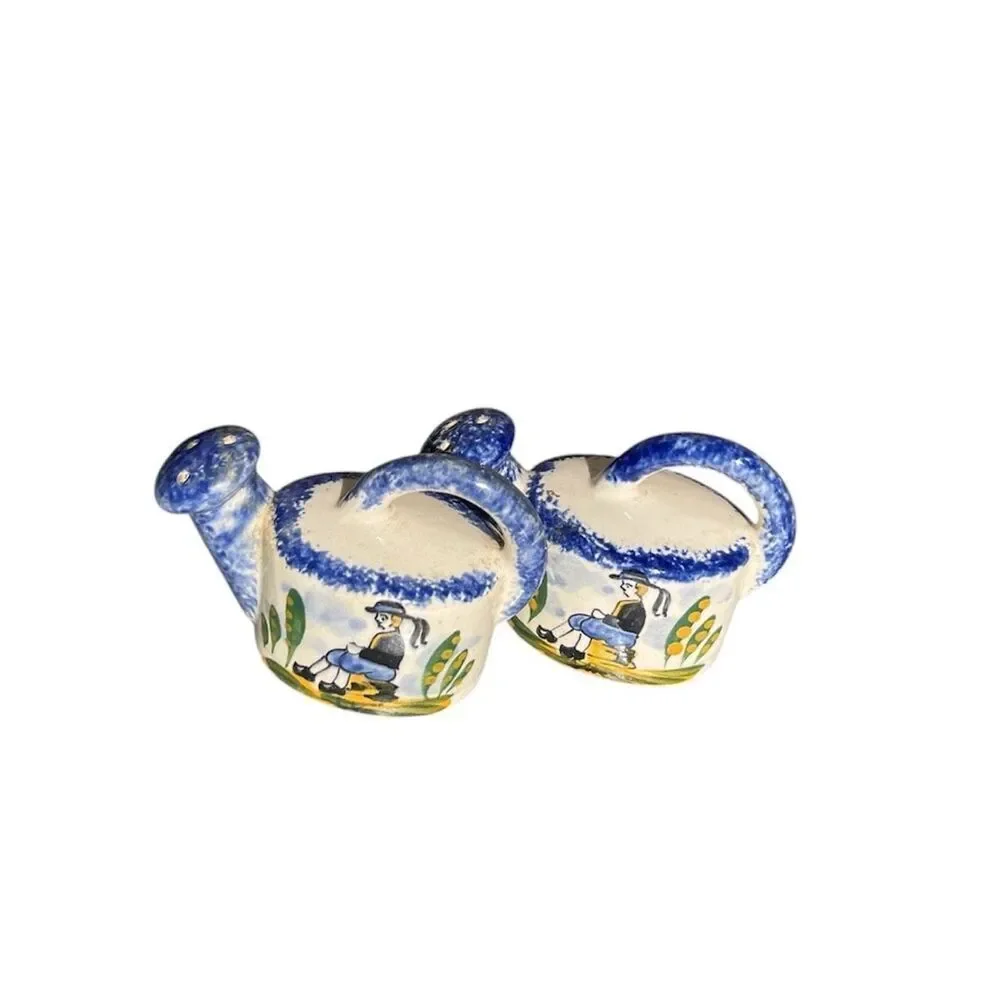 Vintage Desvres Water Pitcher Ceramic Art Seasoning Shakers Salt and Pepper Made